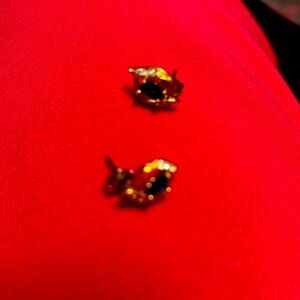 Gold Sapphire ring and earrings